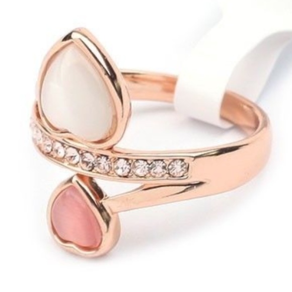 Rose Gold Cocktail Ring Size 6 Cats Eye Heart Plated Valentines Day Gift - Picture 6 of 8